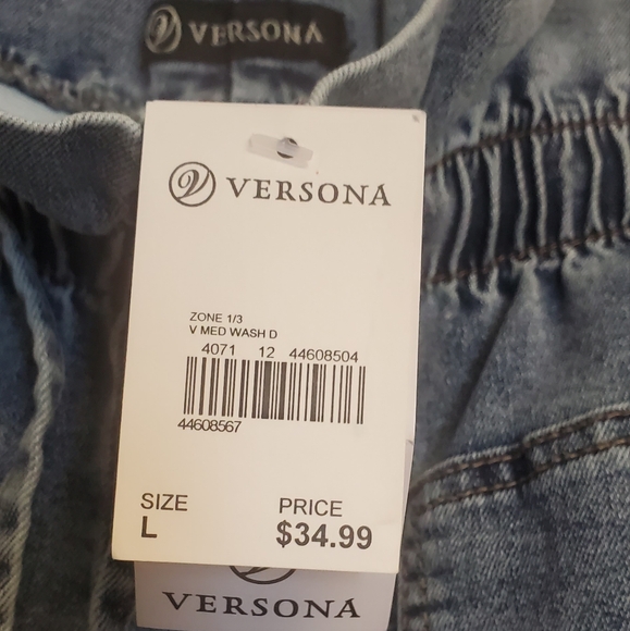 NWT Versona High Waist Paperbag Denim Jean Shorts Size Large - Picture 3 of 6